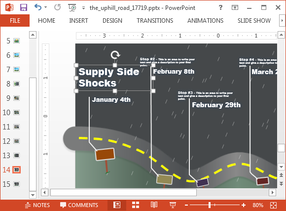 Animated timeline slide with storm animation