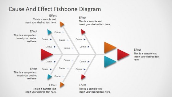 Flat fishbone diagram for PowerPoint
