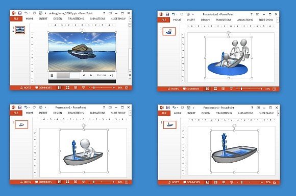 Sinking in water animations for PowerPoint