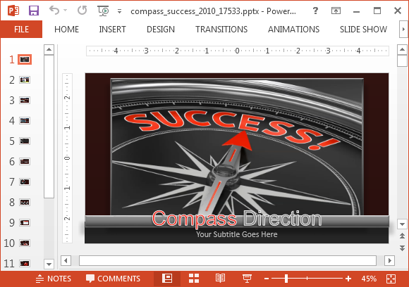 Success compass PowerPoint template