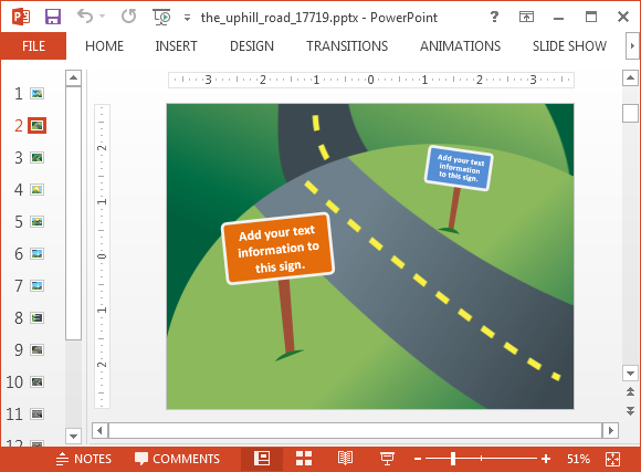 Sunny road animated slide for PowerPoint