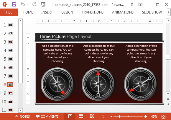 Three picture compass layout