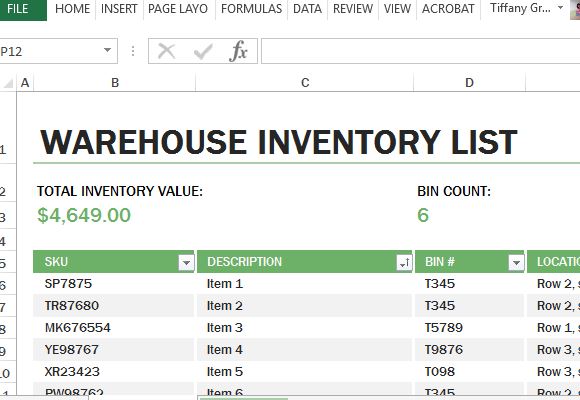 warehouse inventory excel template checklist sheet