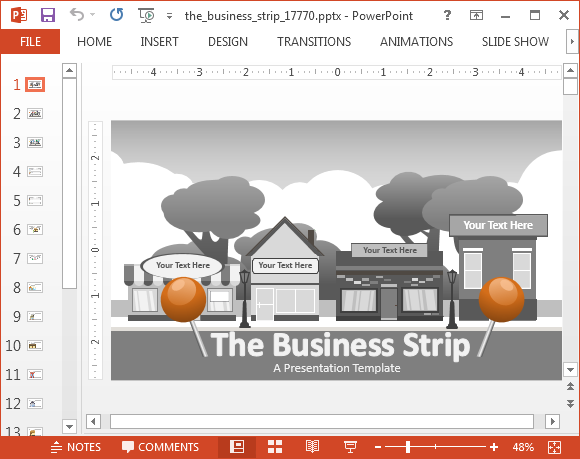 Animated business strip PowerPoint template