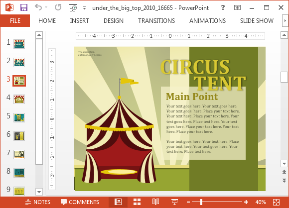 Circus tent slide design