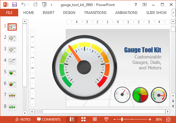 Gauge toolkit for PowerPoint dashboards