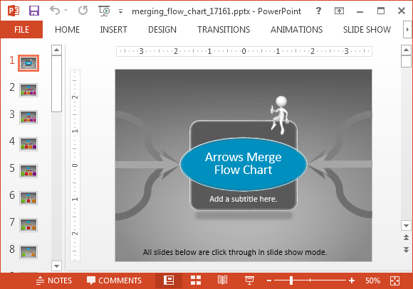 Merging arrows flochart PowerPoint template