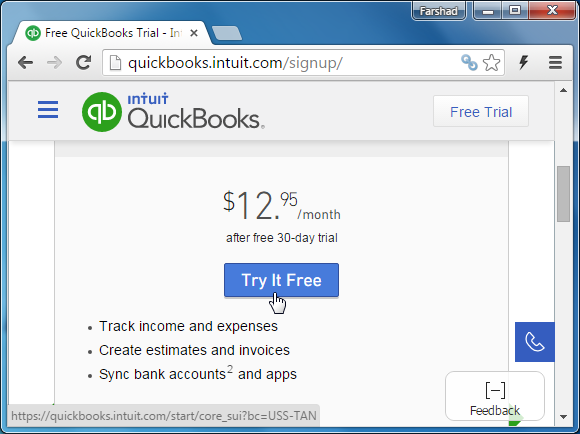 Sign up for QuickBooks Online