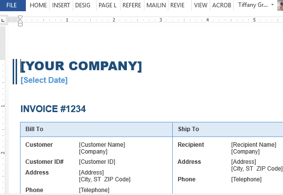 sales invoice template for word