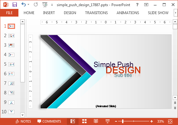 Animated push design template for PowerPoint