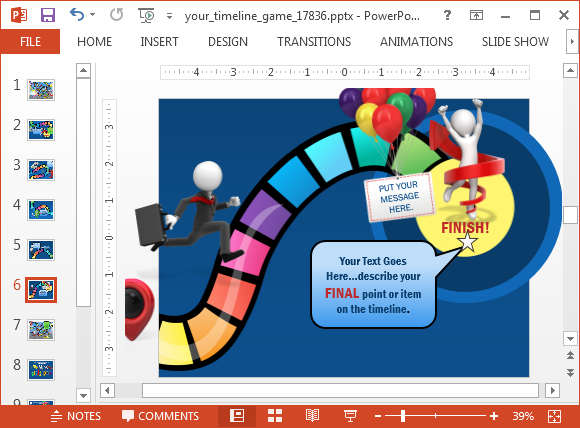 Board game timeline template for PowerPoint