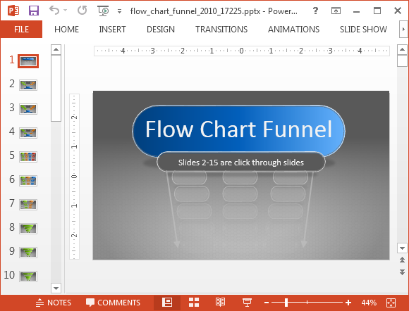 Flowchart template with funnel diagram layouts
