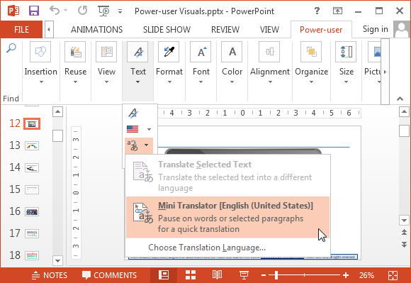 Translate slides in PowerPoint