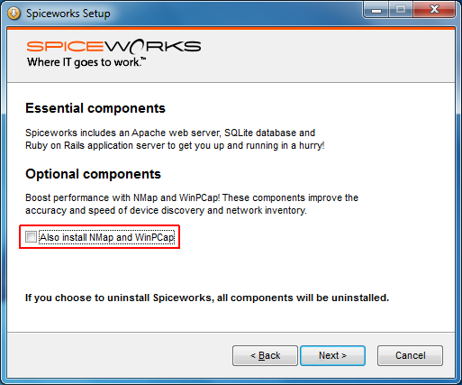 install spiceworks unknown assistant tool remotely