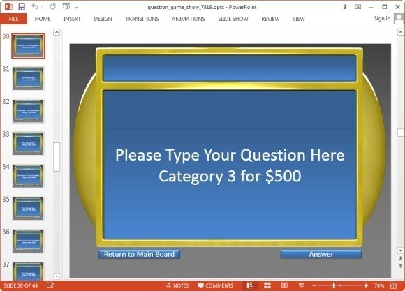 Animated jeopardy template for PowerPoint