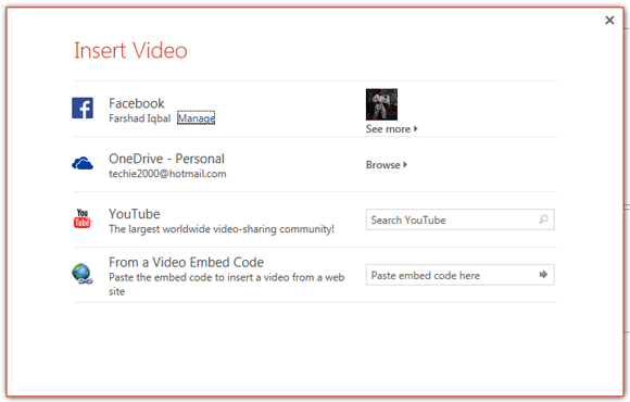 Insert Facebook and YouTube videos to PowerPoint