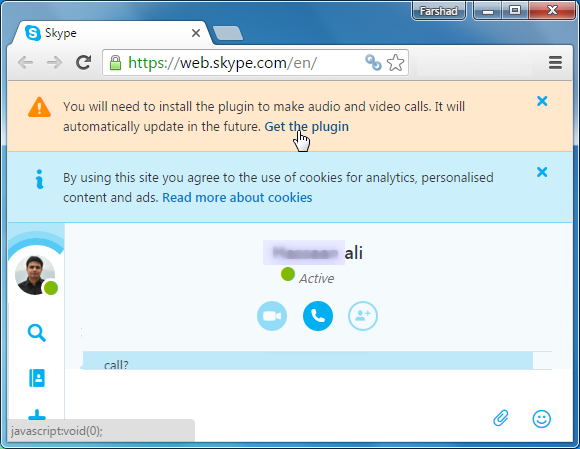 Install Skype plugin for Chrome