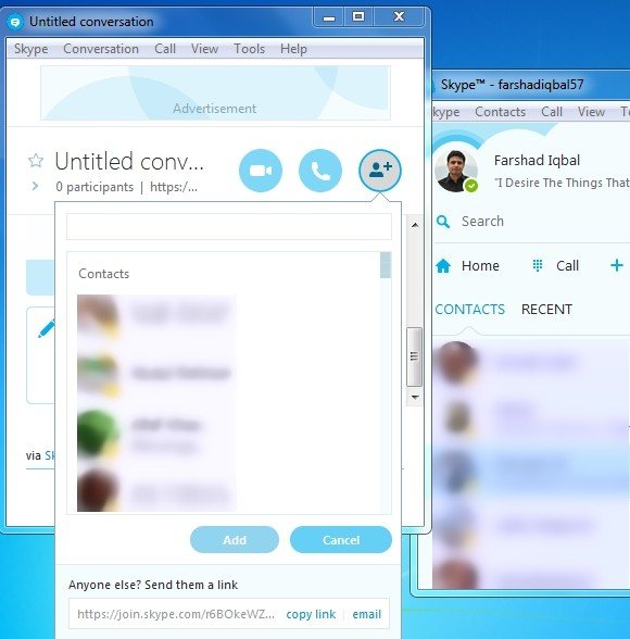Skype web chat