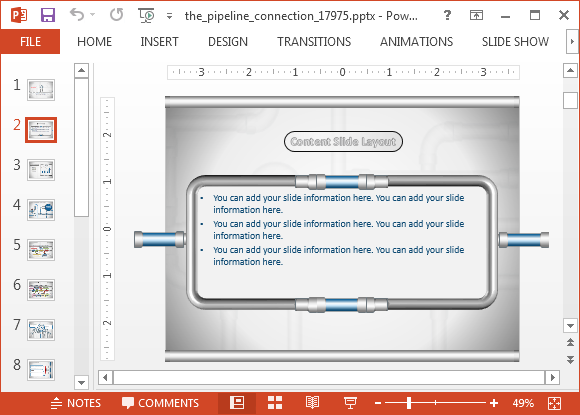 Pipeline connection template for PowerPoint