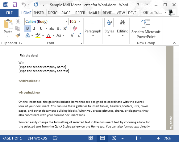 email merge from word online