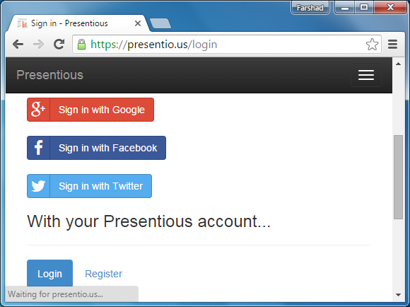 Sign up for Presentious