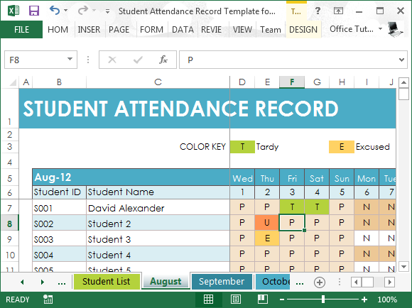 attendance excel sheet template