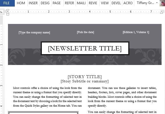 word templates for mac free, newsletter 1 column