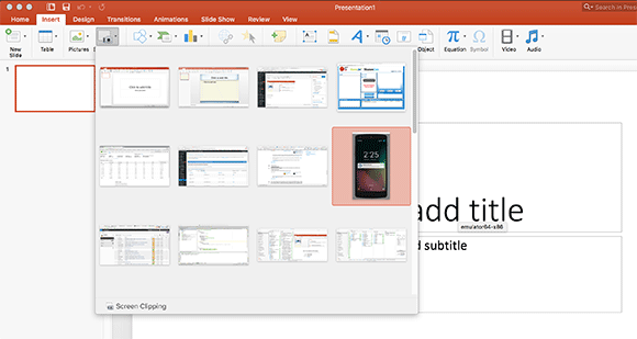 Insert Screenshots in PowerPoint for Mac