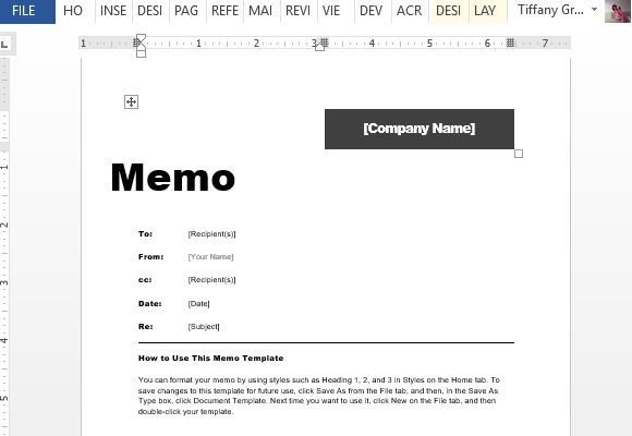 memo template ms word