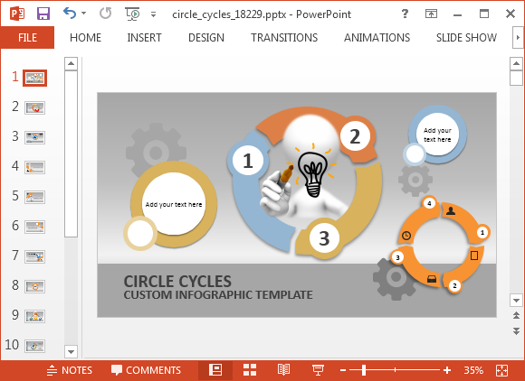 Animated circle process cycle PowerPoint template