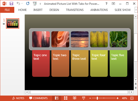 Free Animated Picture List For PowerPoint With Colorful Tabs
