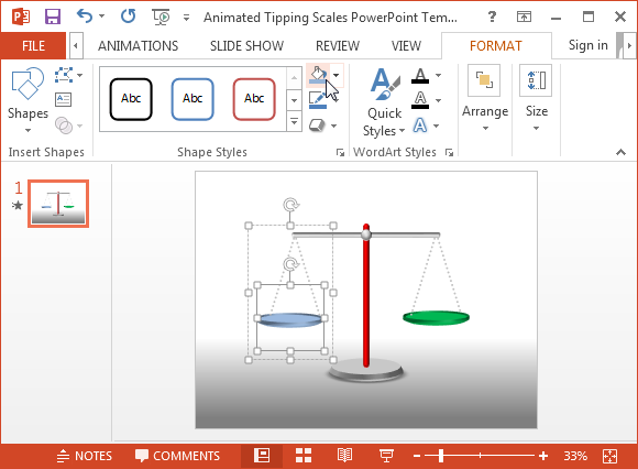 Customizable tipping scales slide