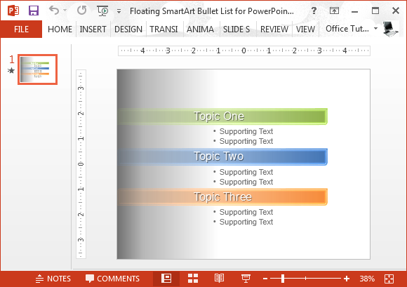 Floating SmartArt bullet list for PowerPoint