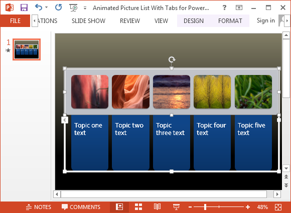 Free animated picture list template for PowerPoint