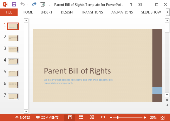 Parent bill of rights template for PowerPoint
