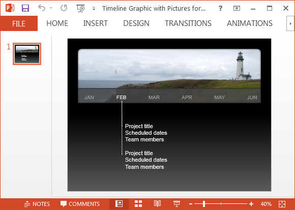 Timeline graphic with Pictures for PowerPoint
