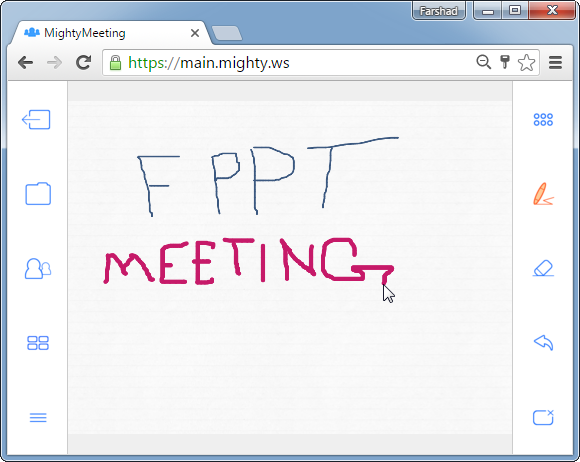 Whiteboard support for online meetings
