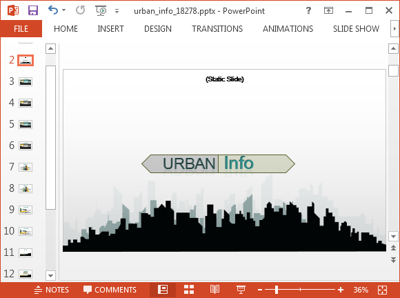 Animated urban info PowerPoint template