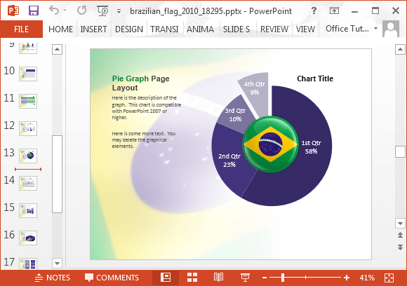 Pie chart with Brazil flag