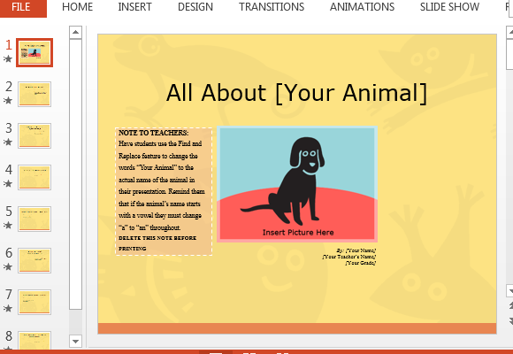 Animal Report Presentation Template For PowerPoint