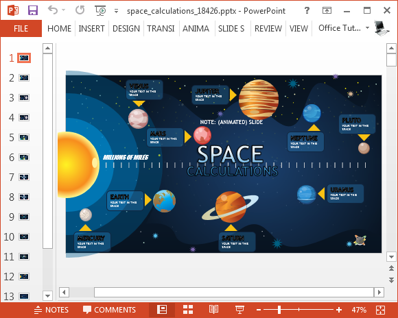Animated space PowerPoint template