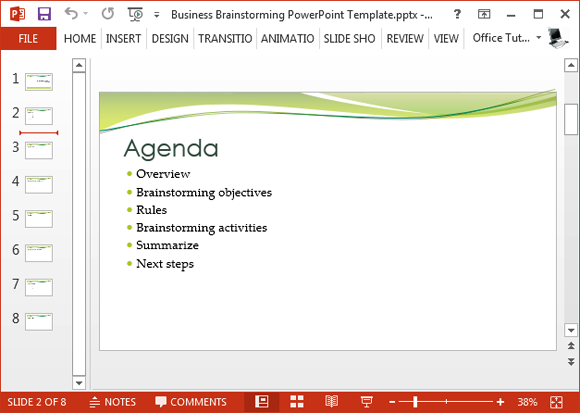 Brainstorming agenda slide