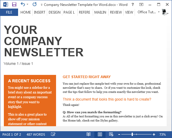 Free Newsletter Templates For Mac