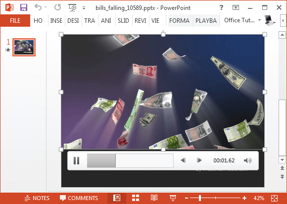 Falling money bills video animation for PowerPoint