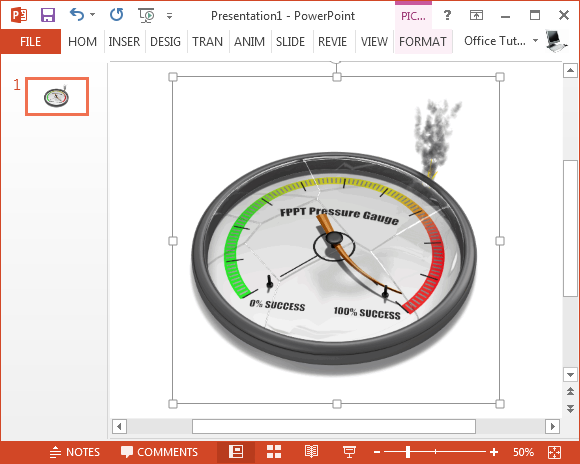 Pressure gauge animation for PowerPoint