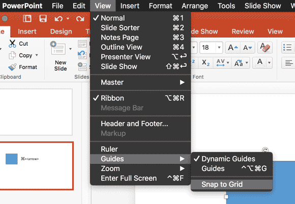 how to display gridlines in powerpoint 2016 mac