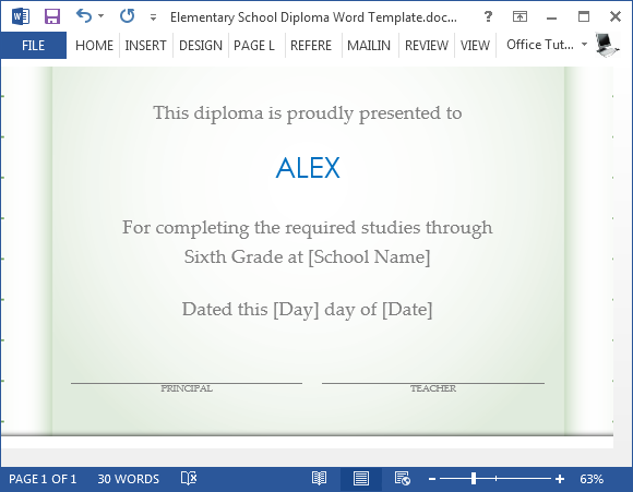Add student name to diploma