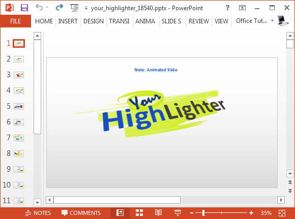 Animated highlighter PowerPoint template