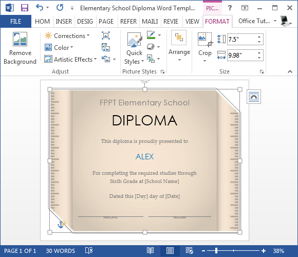 Change the look of diploma template