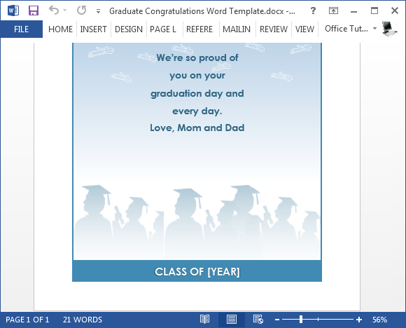 Free Graduation Congratulations Card Template For Word